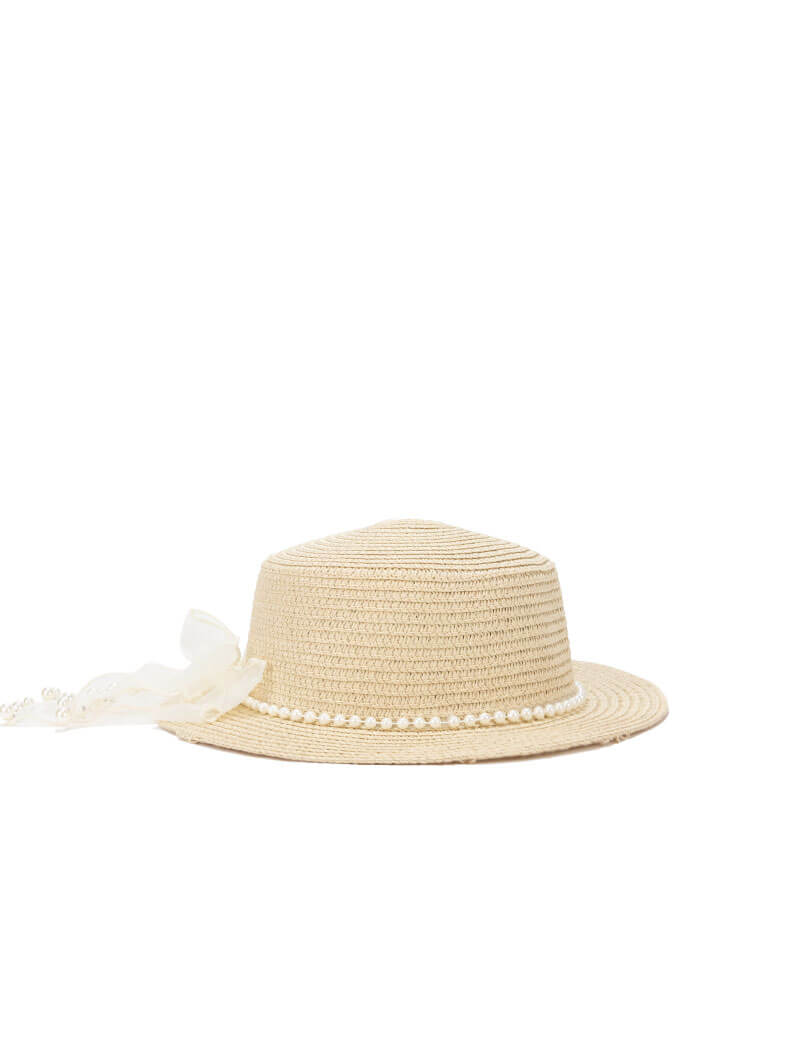 Chapeau en paille avec perles